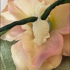 MOP Mother Of Pearl carved Koi bead charm ojime